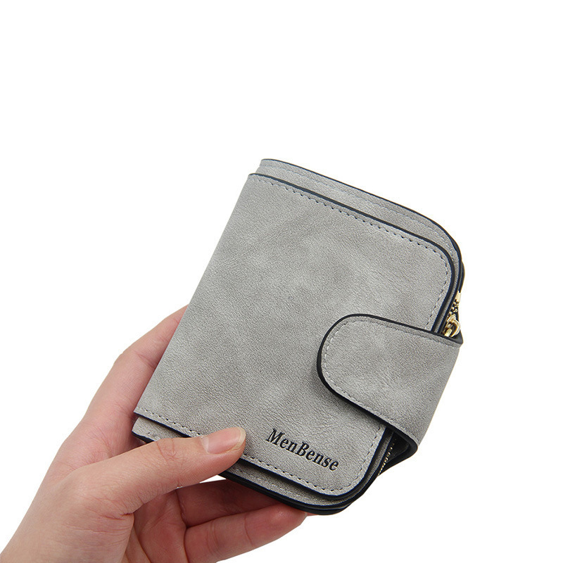 Menbense New Women's Luxury Bag Wallet Retro Suede Leather Short Wallet For Women Multiple Card Slots Coin Purse With Buckle Wallet