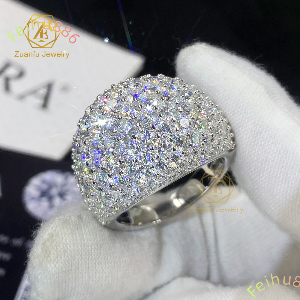 New Arrival Fine Jewelry 925 Sterling Silver 18K White Gold Plated Iced Out Diamond Hip Hop Mens Cluster Moissanite Ring