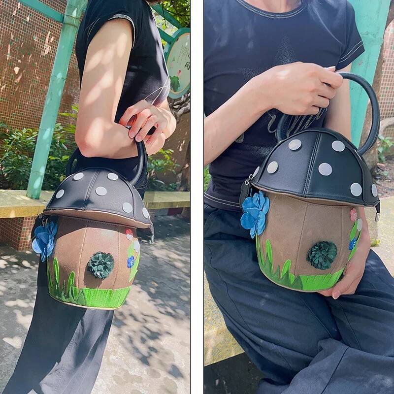 Creative Mushroom Shape Handbags for Women Fashion Designer Brand Purses Cartoon Shoulder Female Crossbody Bags Bucket Bag
