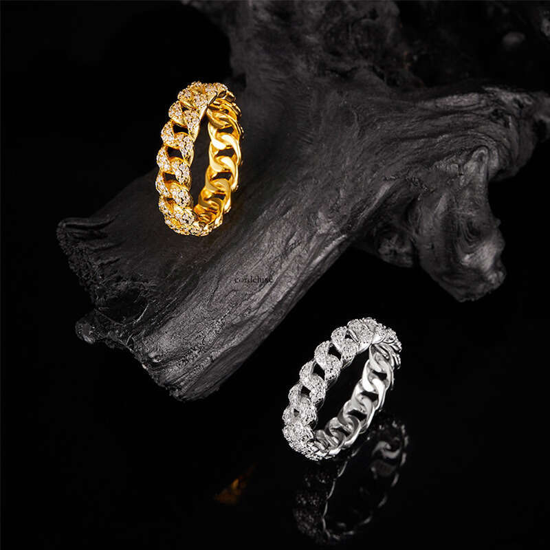 S Silver Moissanite Hip-Hop Cuban Fashion Platform Women's Ring