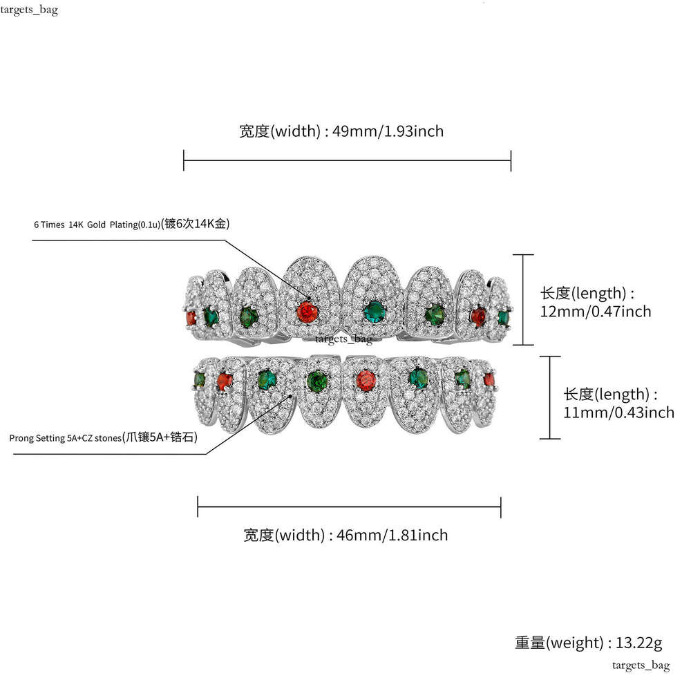 TEMU Brace Hip-Hop Style Full New Colorful Zircon Halloween Christmas Teeth Jewelry