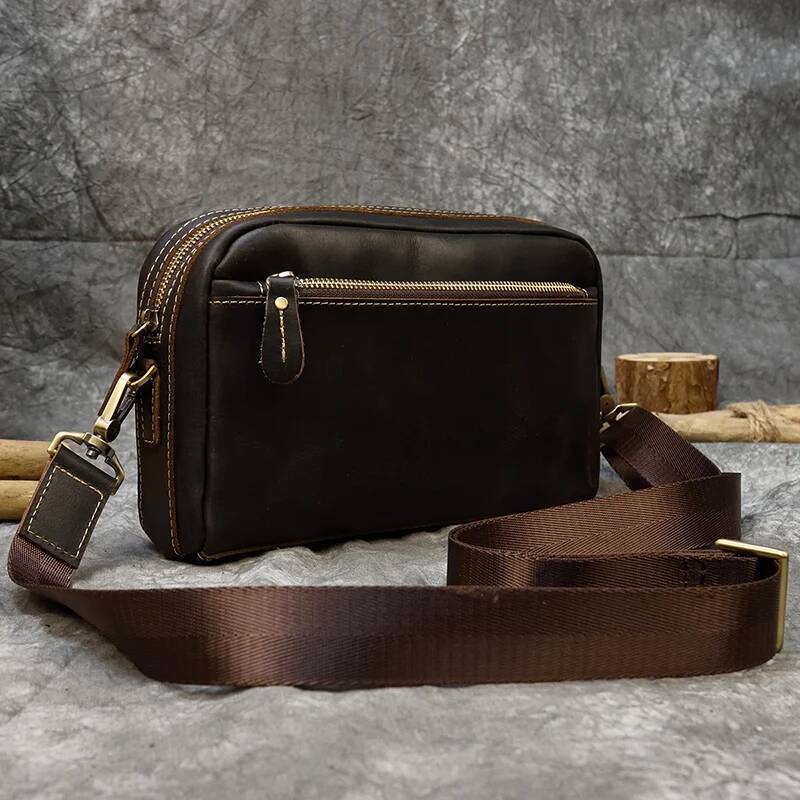 Genuine Clutch Of Men Male Long Hand Bag Crazy Horse Leather Day Clutches For 6" Cell Phone With Wrist Belt