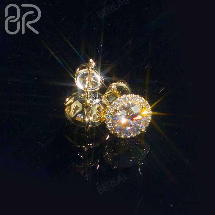Fast Delivery 10K 14K Solid Gold Flower Earrings Iced Out Round Brilliant Cut Vvs Moissanite Dia Fine Cluster Earring