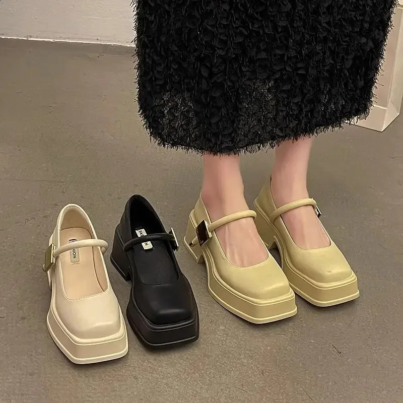 Woman Pumps Square Heels Casual Office Shoes for Women Stylish High Quality Trend Chic Point Vacation Summer Elegant 250805