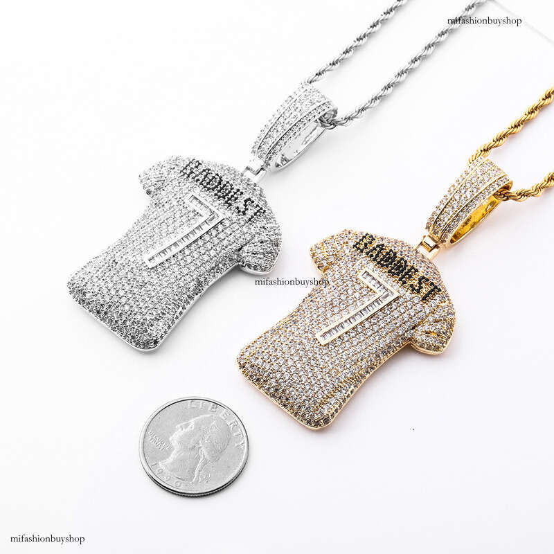 Hot Selling Hip-Hop Personality Trend Full Moissanite chain 7 Number Jersey Pendant 3D Men's Necklace