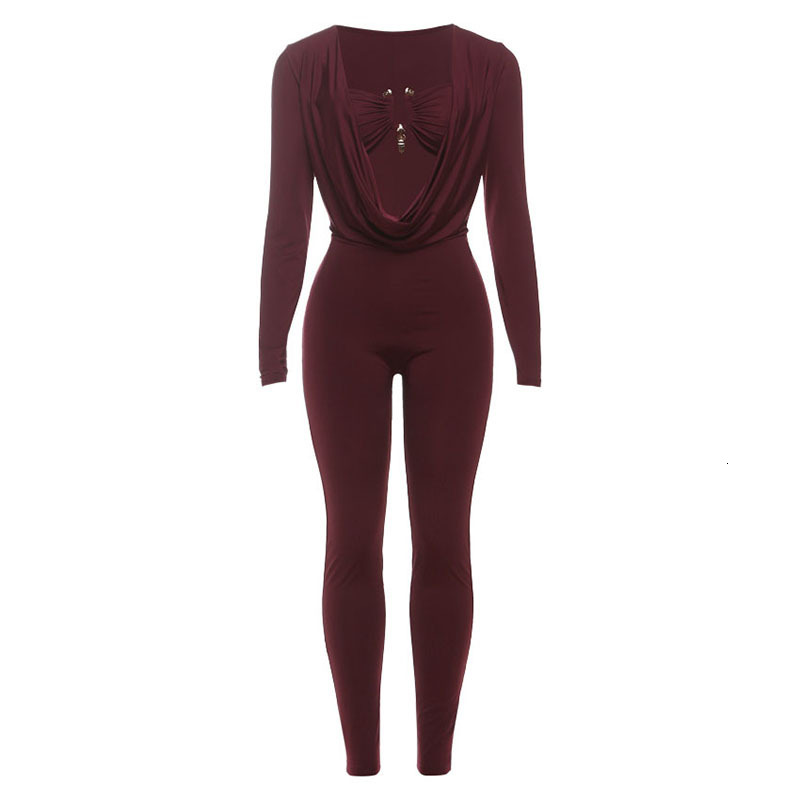 2025 Summer New Womens Fashion Sexy Strapless Scoop Neck Waist-Cinching Bodycon Solid Color Jumpsuit