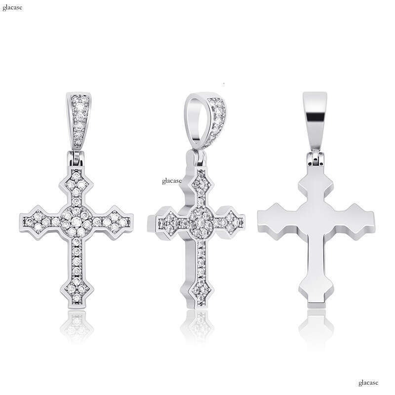 Simple Cross Pendant Full Moissanite chain Hip Hop Necklace Accessory