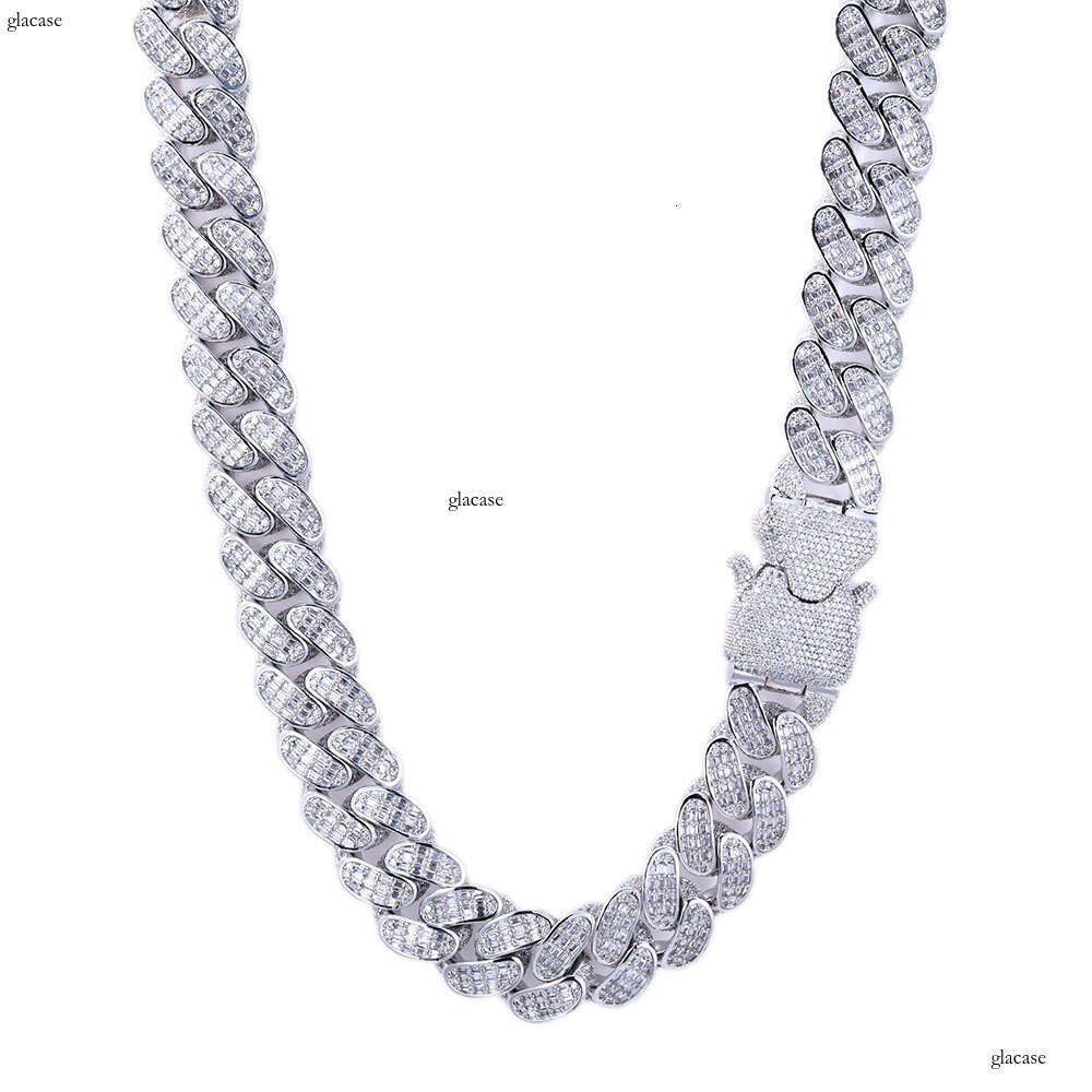 Hip Hop 18MM Three Row T Square Dia American Cuban Chain Men's Necklace Personality Trendy Jewelry
