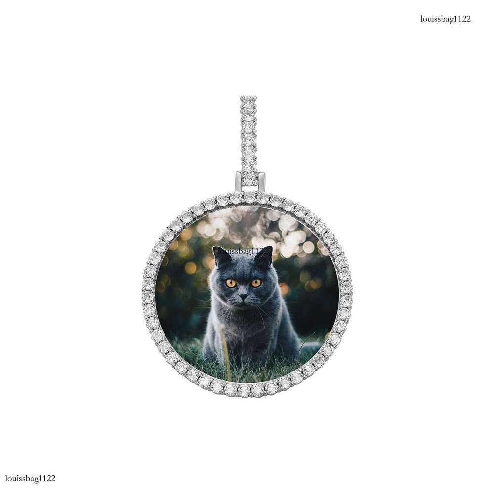 Jewelry Hip-Hop Large Pendant Sier Rose Gold Round DIY Photo Frame Necklace