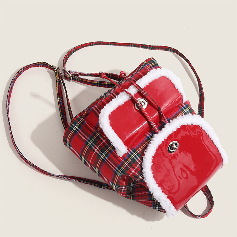 College Plush Soft Leather 2025 New Christmas Atmosphere Lamb Backpack ddmymoon