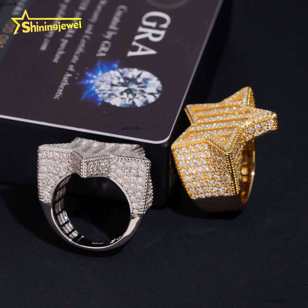 Pass Dia Tester Sterling Sier VVS Moissanite Hip Hop Iced Out Custom Ring