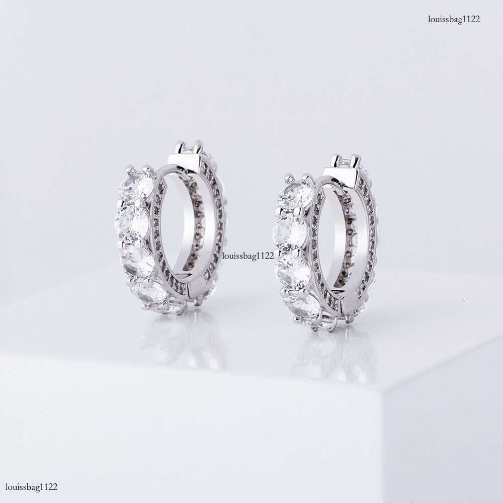 New Style Hoop Full Zircon BlingBling Unisex Hip-Hop Earrings Gold Jewelry