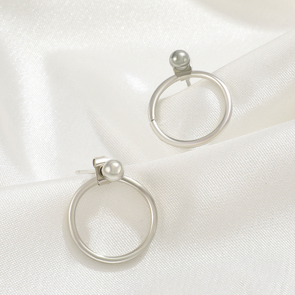 New Fashion Coil Copper Bead Metal Texture Back Hanging Simple Elegant Round Hoop Stud Earrings Unisex