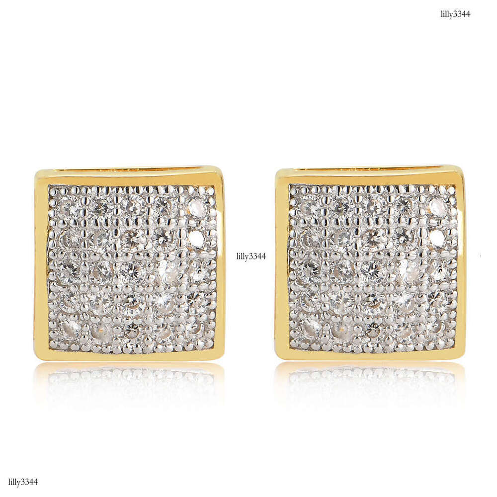 New Square and Curved Iced Out VVS Trendy Men's Hip-Hop Earrings