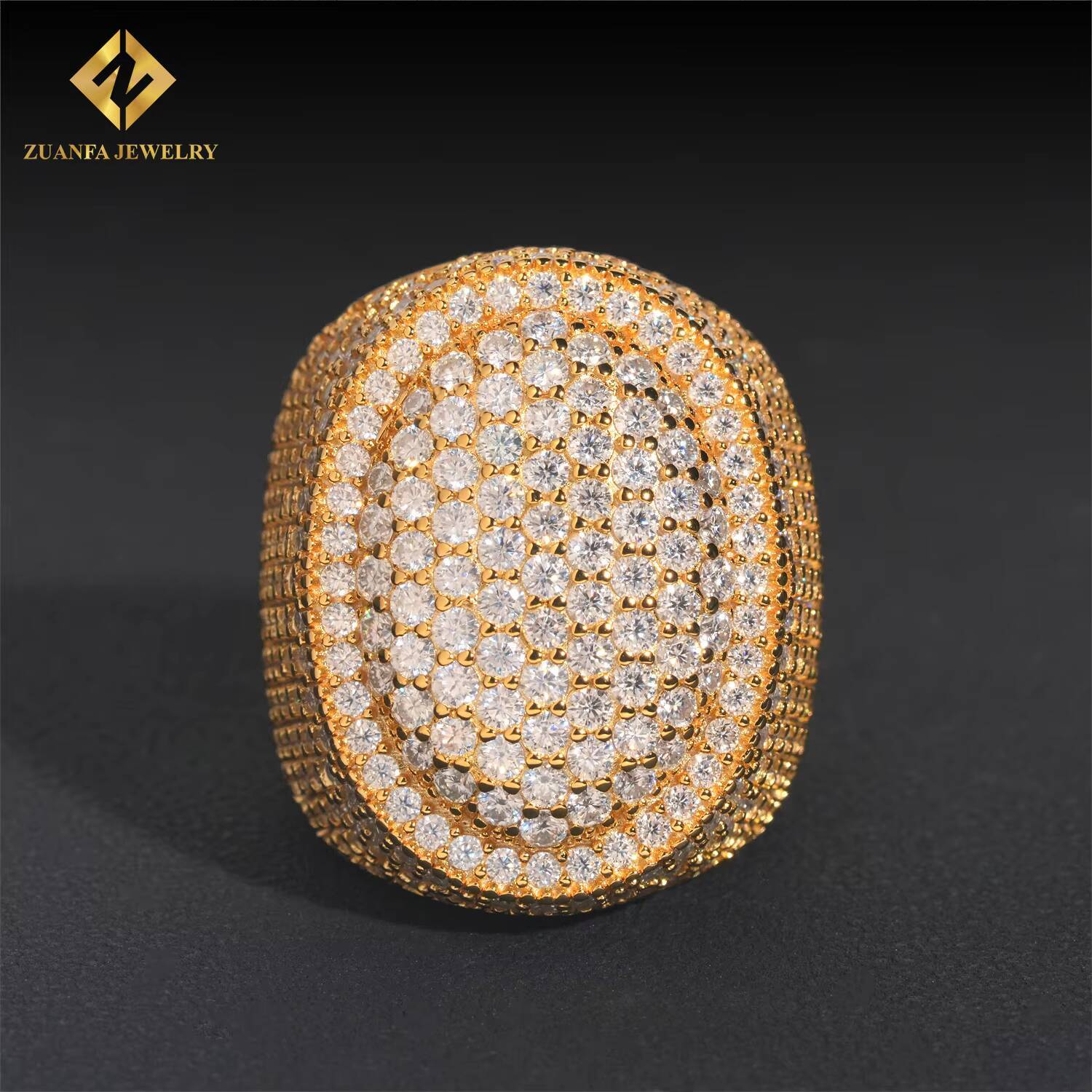 High Quality 925 Sterling Silver Iced Out Diamond Men Ring Hip Hop Moissanite Diamonsd Rapper Ring with GRA Certificate