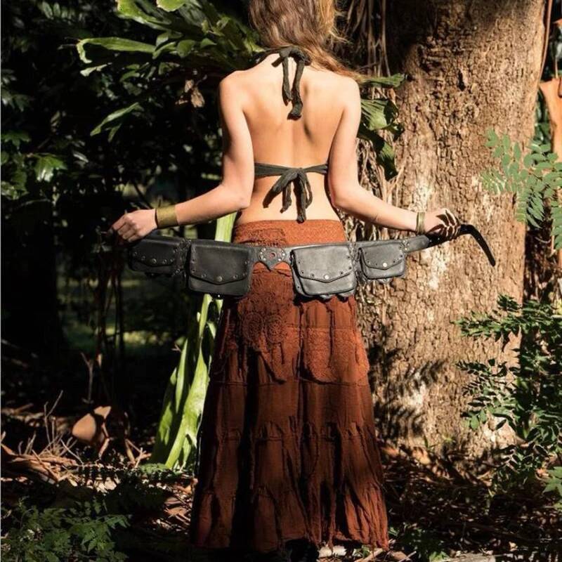 Medieval Pouch Steampunk Knight Pirate Costume Women Vintage Fanny Pack Viking Antique Leather Wallet Bohemian Hip Belt Bag
