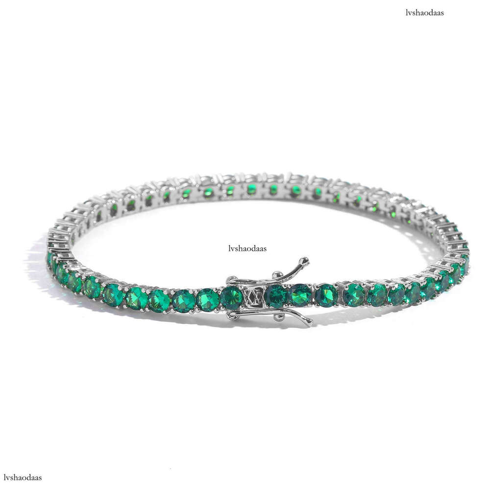 4mm Green Zircon Simple Personality Unisex Tennis Chain Hip Hop Bracelet
