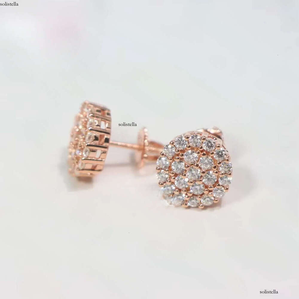 Flower Cluster Shape Stud Screw Back Elegant Iced Out Moissanite Solid Sterling Sier Earrings