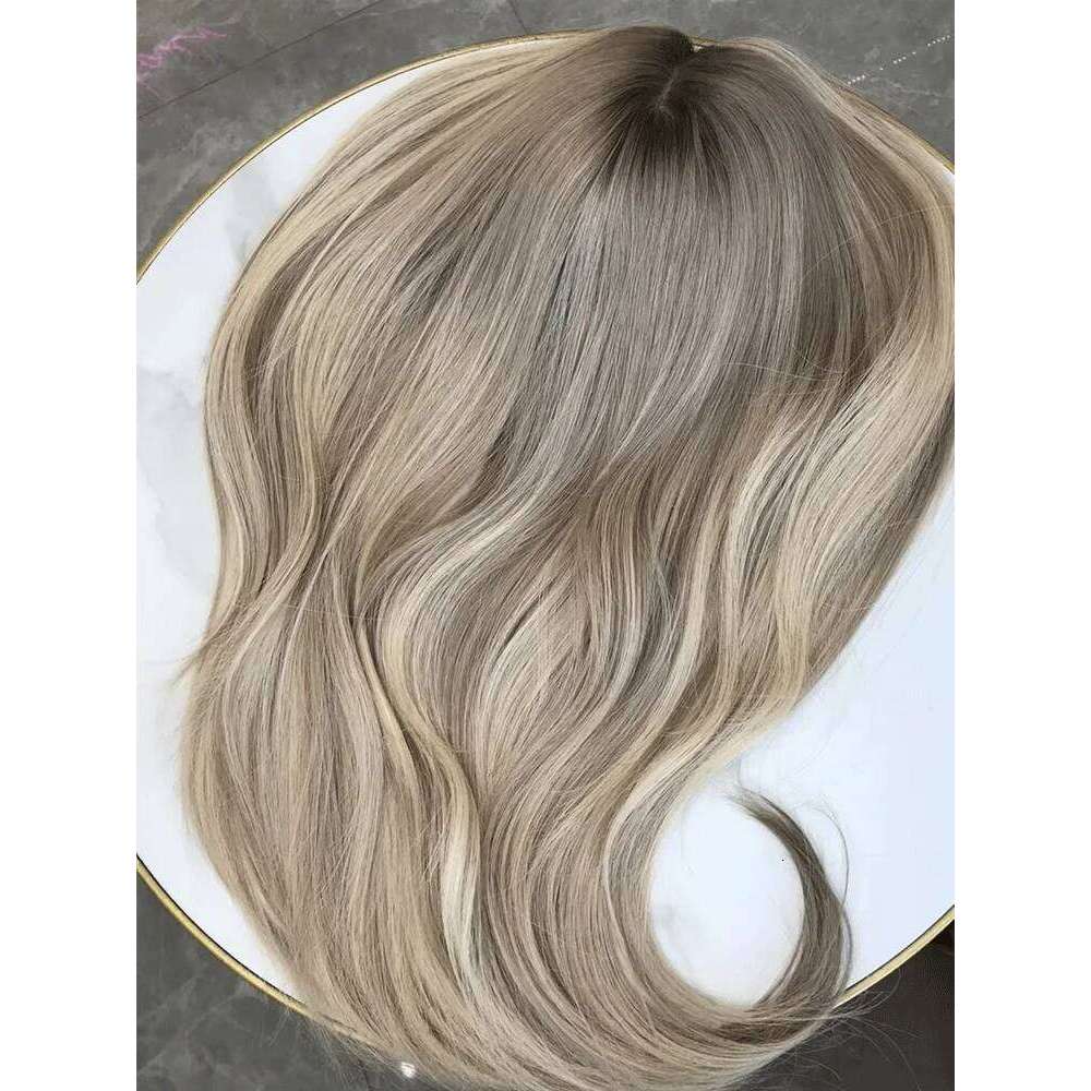 Natural Synthetic Wig Dark Root HairLine Highlights Straight Hight Density Pre plucked Cosplay For Women Daily Party Use