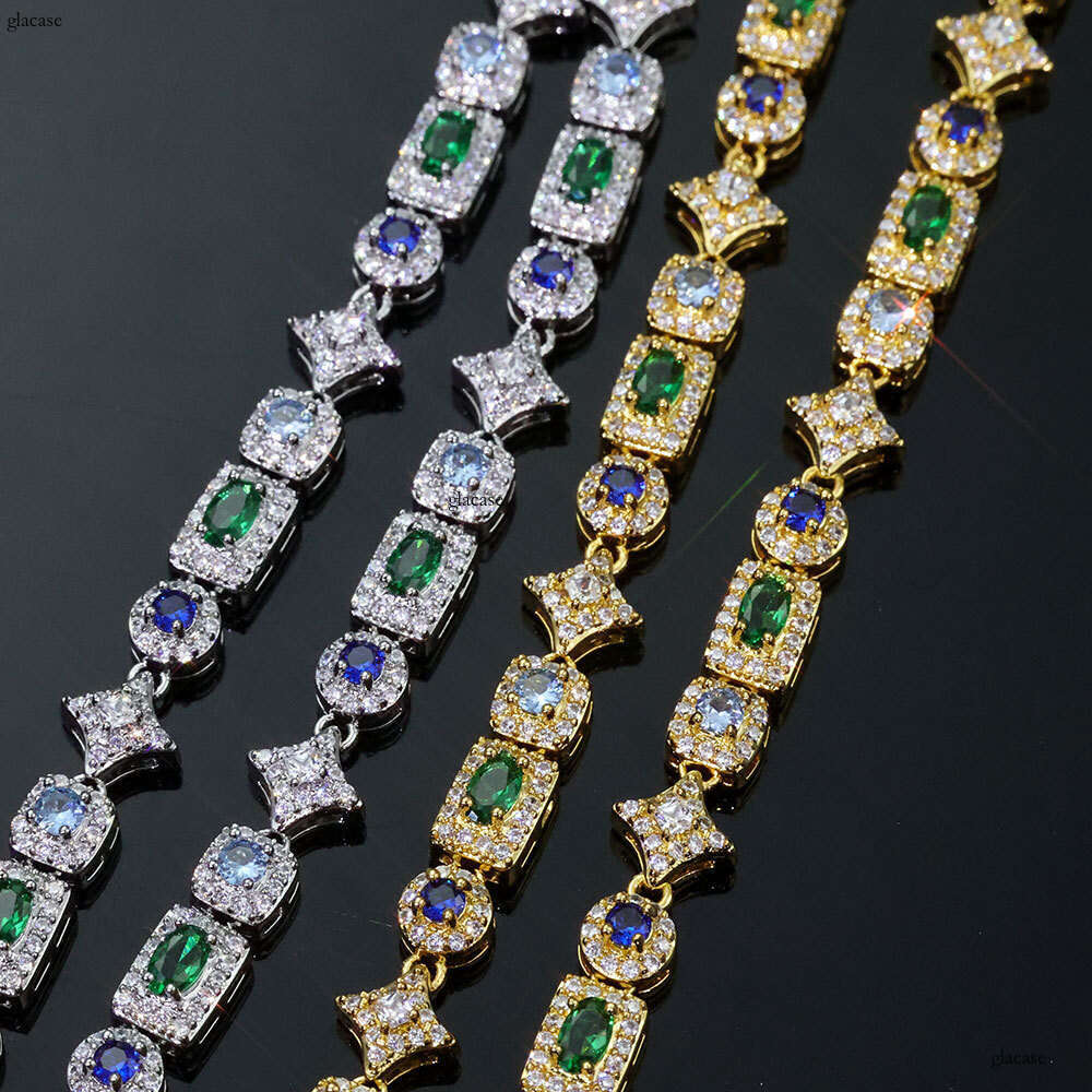 Hip Hop 6mm Geometric Colorful Jewelry Accessories Men's Moissanite chain Necklace