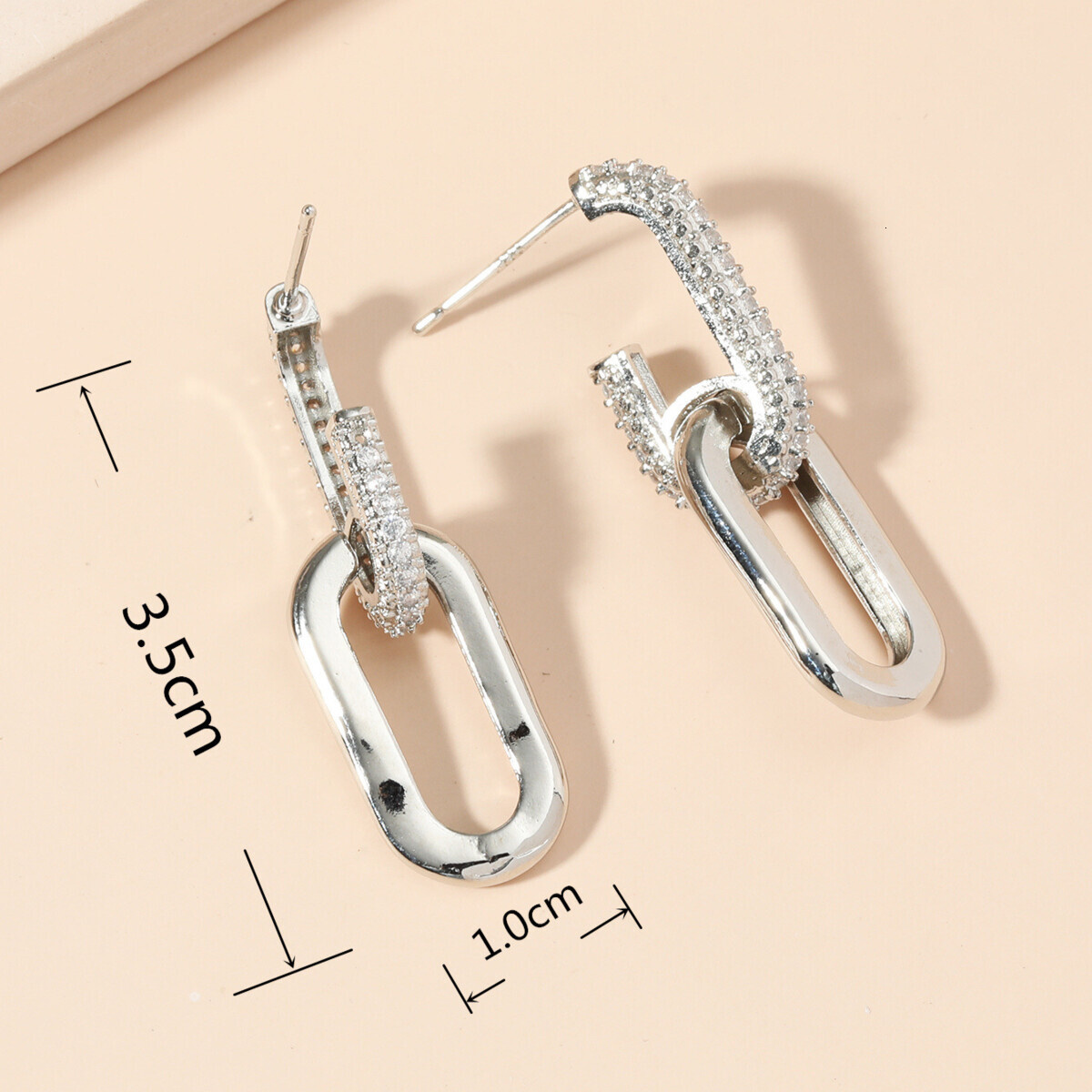 Original Minimalist Fashion Personality Copper Micro-inlaid Two-section Double-claspearrings Free Shipping Designer Luxury Jewelry Women's Access