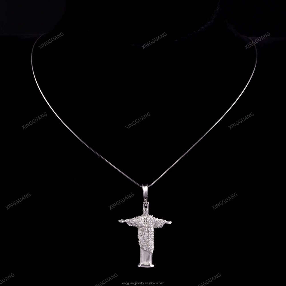 Xingguang RTS Fine Jewelry Jesus S Sier D Color VVS Dia Moissanite Cross Pendant for Men Women