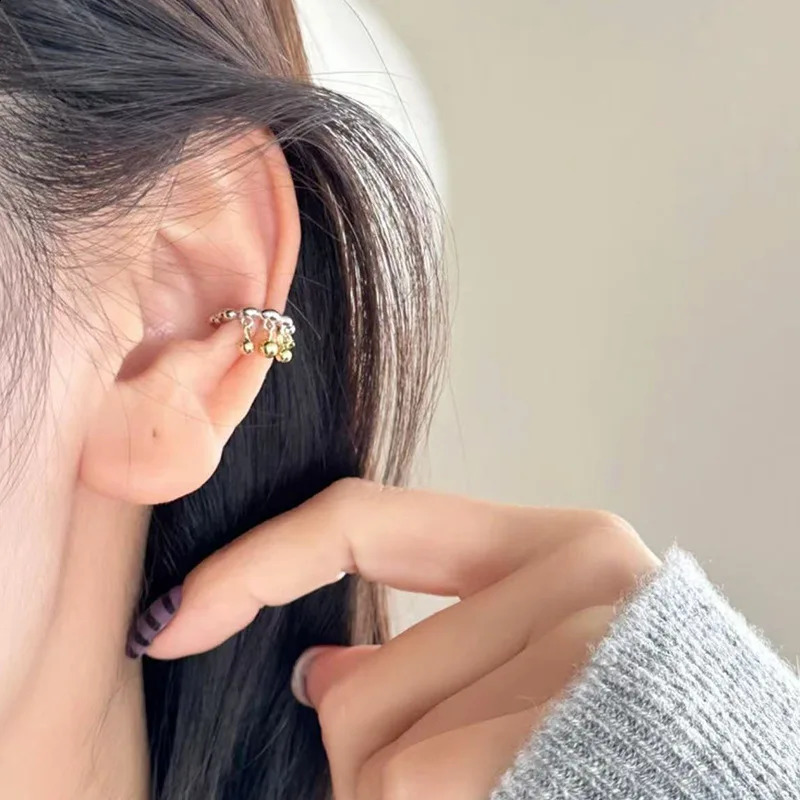 925 Silver Ear Bone Clip Earring Irregular Texture Dragonfly Shape Rice Grains Round Bead Ear Clip Without Pierced Women Ear Jew 250807