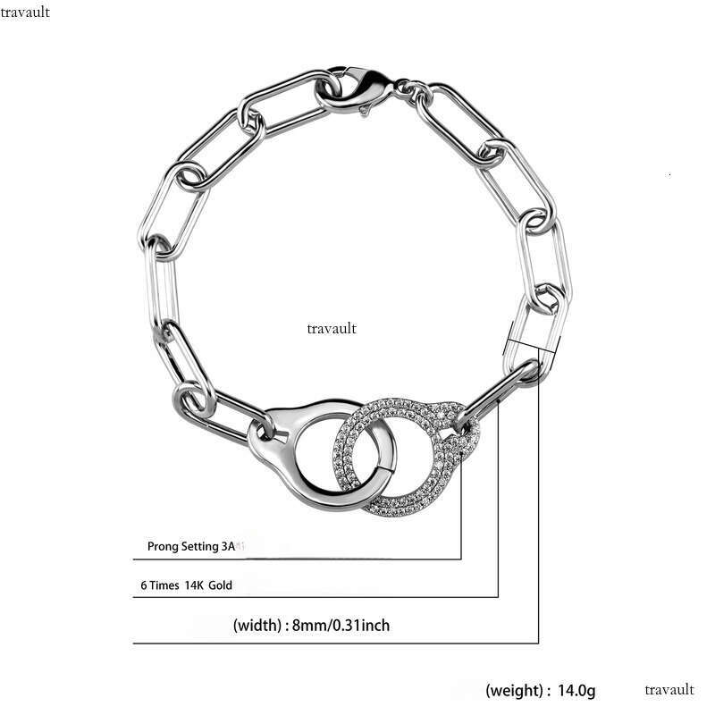 Hip Hop Unisex Punk Independent Packaging Micro Inlaid Geometric Bracelet Gold Jewelry New Style Accessories