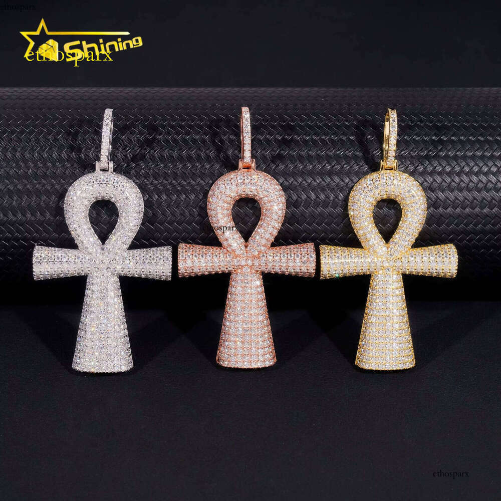 Hip Hop Jewelry Sterling Sier Men Dia Moissanite Iced Out Cross Pendant