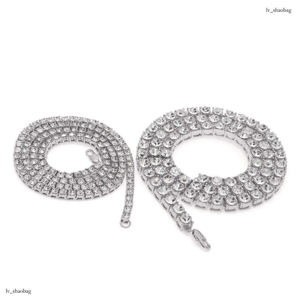 Simple Men's Alloy Necklace Hip-Hop Fashion Inlaid with Rhinestones Single Row Tennis Chain Set