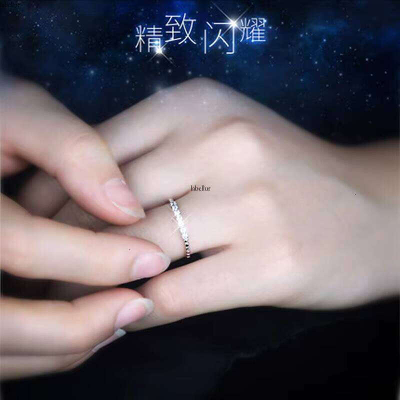 Sterling Silver Fine Row for Women INS Trend Niche Design Index Finger Diamond Ring Simple Internet Celebrity Jewelry