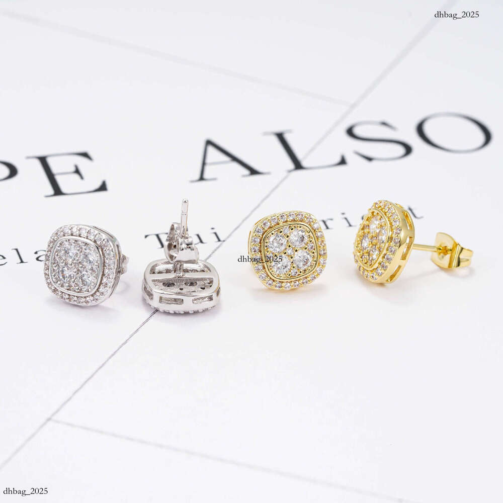 ICED OUT New Creative High-End Square Sier Moissanite Full Inlay Trendy Must-Have Earrings
