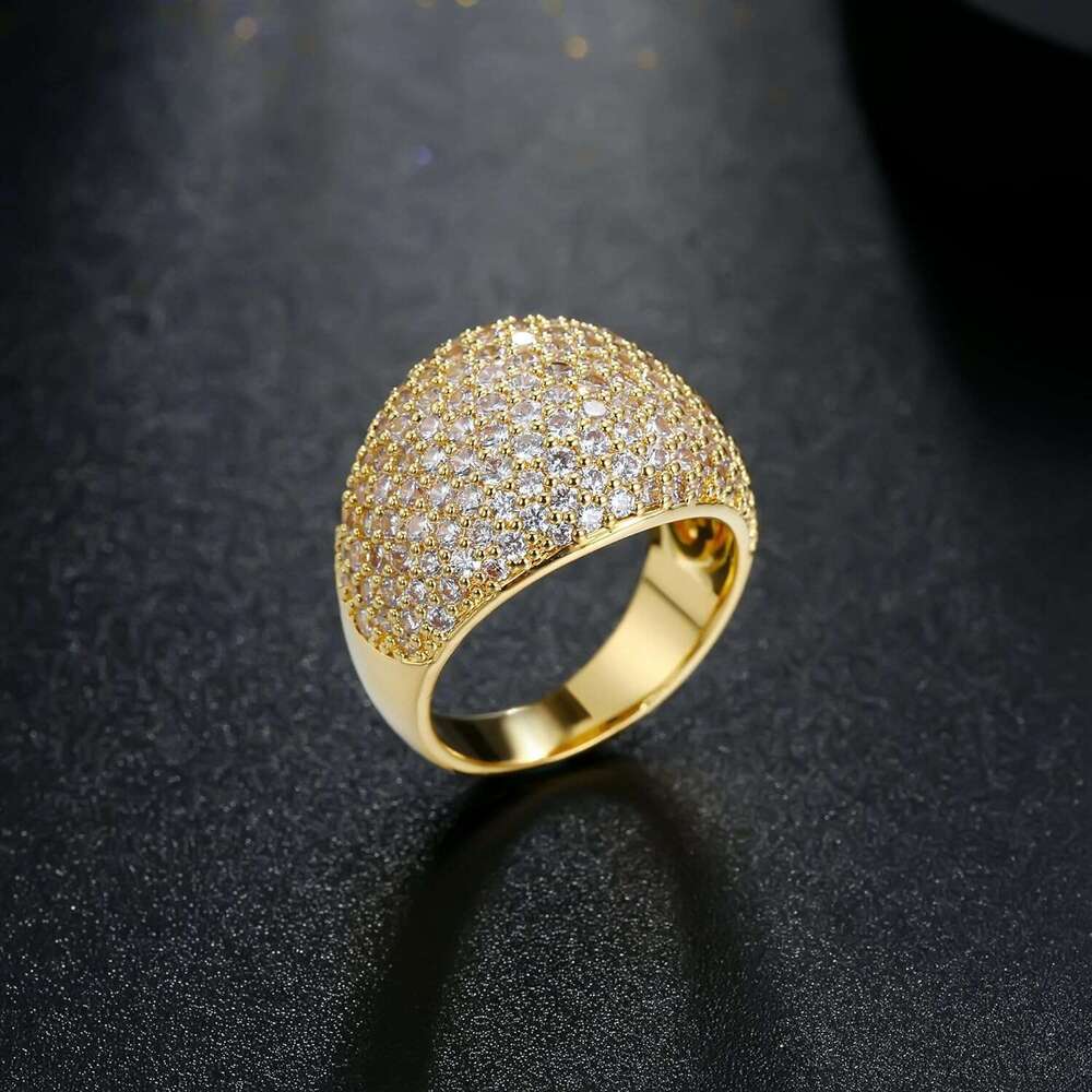 Dia Accent Dome Ring - Sliver Fashion Big Hollow Women Wedding Band Cubic Zirconia Statement Rings for women 5-11