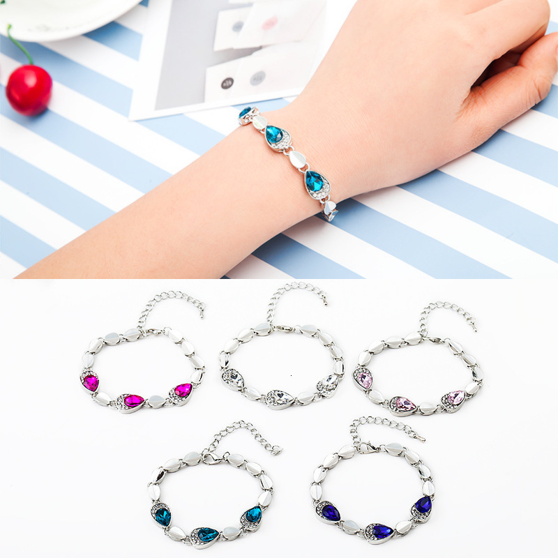 Korean Fashion New Jewelry Ocean Heart Heart-Shaped -Studded Crystal Women's Accessories Bracelet