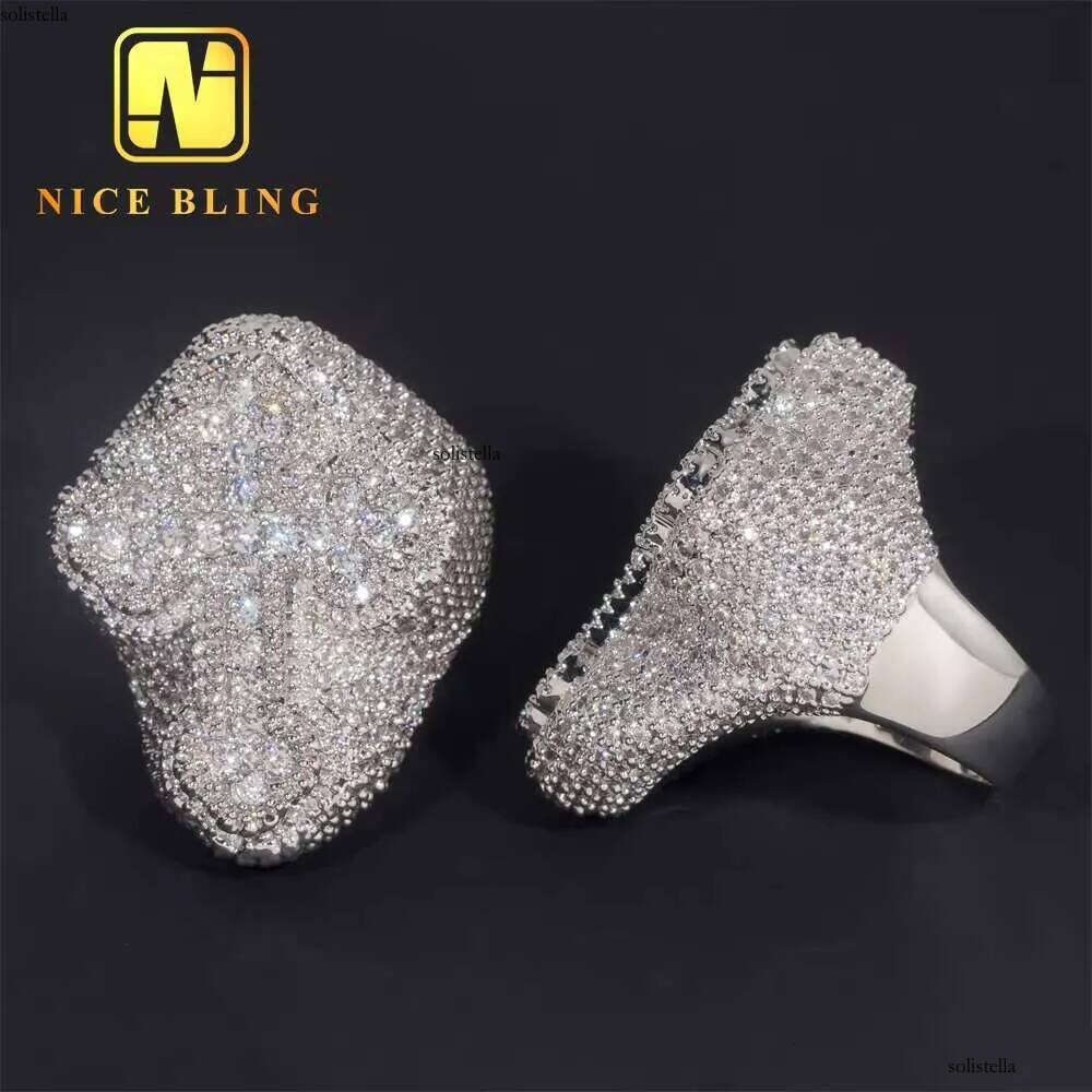 Rappers Style Tester Hip Hop Jewelry VVS Dia Iced Out Sterling Sier Cross Custom Moissanite Ring