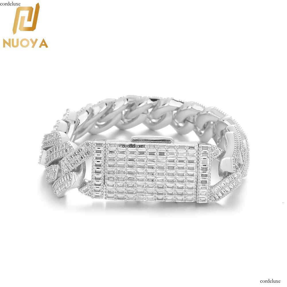 Hip Hop Jewelry 20mm Double Row T Cubic Zirconia Dia Cuban Chain Thick Men's Bracelet