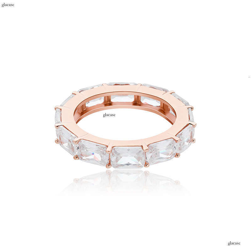 New Square Zircon Real Gold Plated Hip Hop Simple Ring Jewelry BlingBling