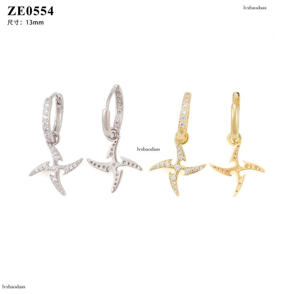 Micro-inlaid Moissanite Windmill Shape Light Unisex High-end Exquisite Stud Earrings Jewelry