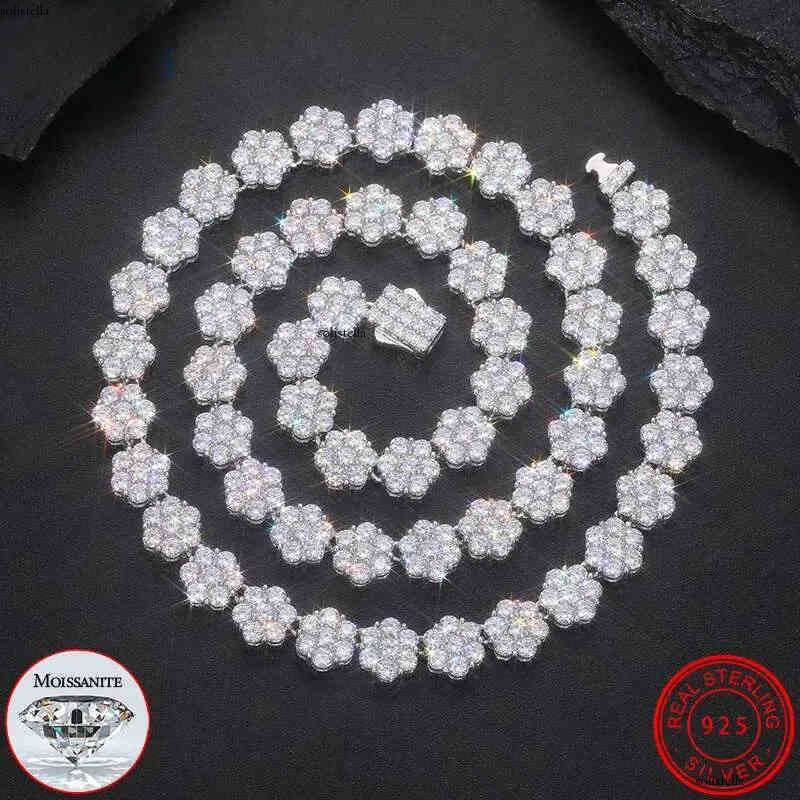 10mm Moissanite VVS1 Sier For Women Iced Out Chain Link Necklace Unisex Fine Hip Hop Jewelry