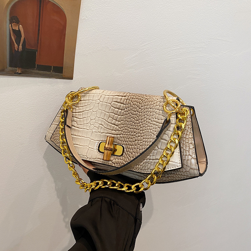 Luxury Bag Women's Bag Autumn Winter New High-end Niche Designer Bag Crocodile Pattern Retro Crossbody Bag Versatile Hot-selling Chain Shoulder B