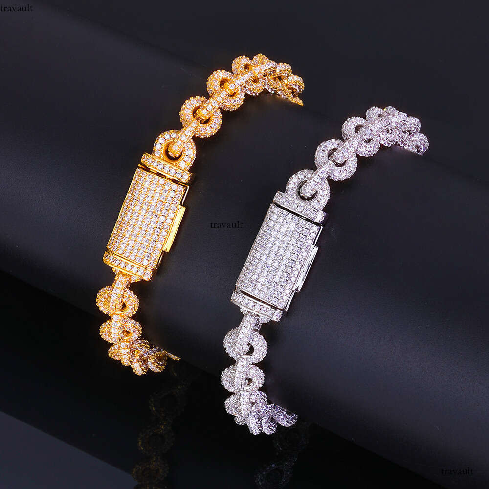 8mm 0-shaped Chain Full Dia Jewelry Fashion Trend Men's Zircon Bracelet Personality Versatile Accessory