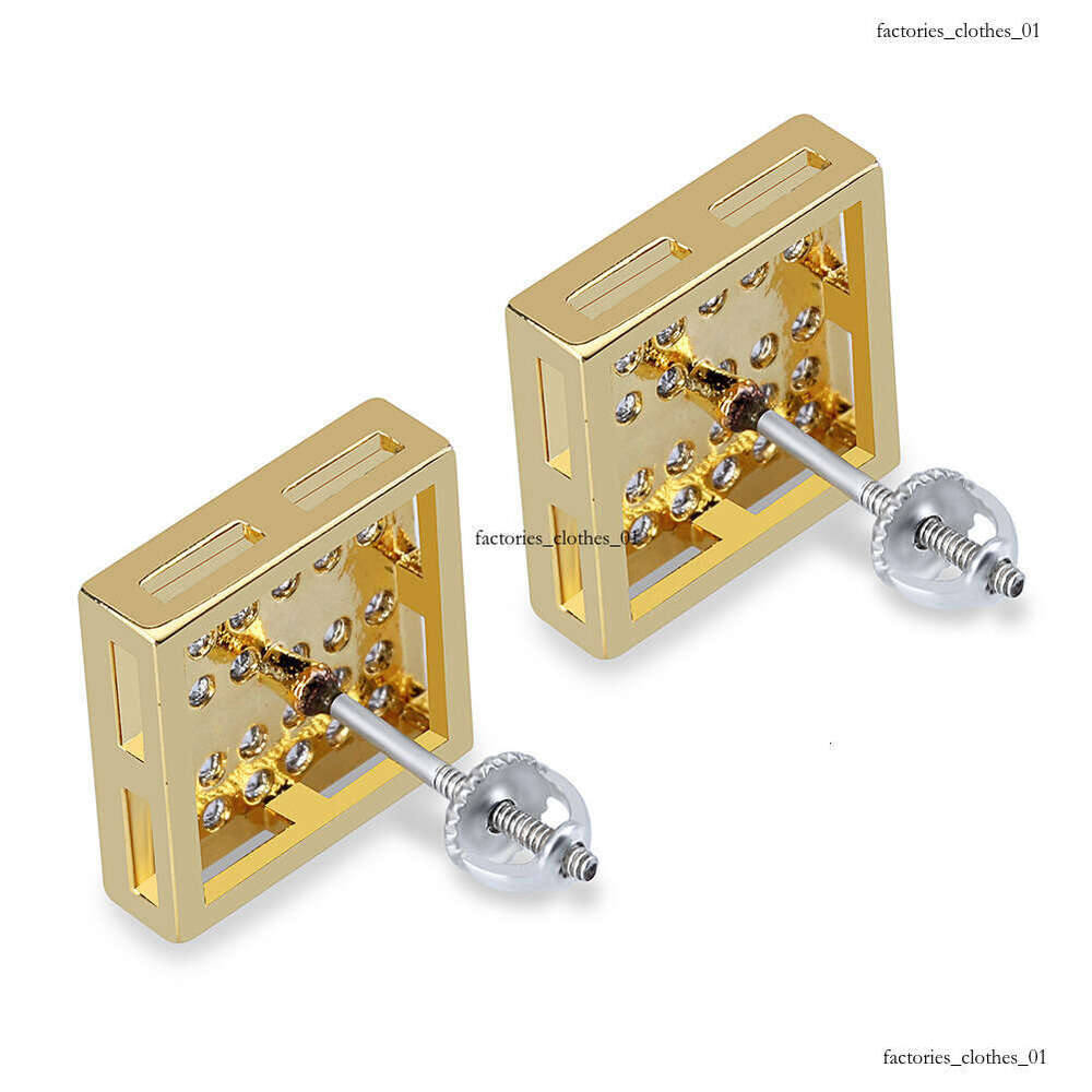 Hip Hop Square Split Zircon Stud for Men and Women Trendy Earrings