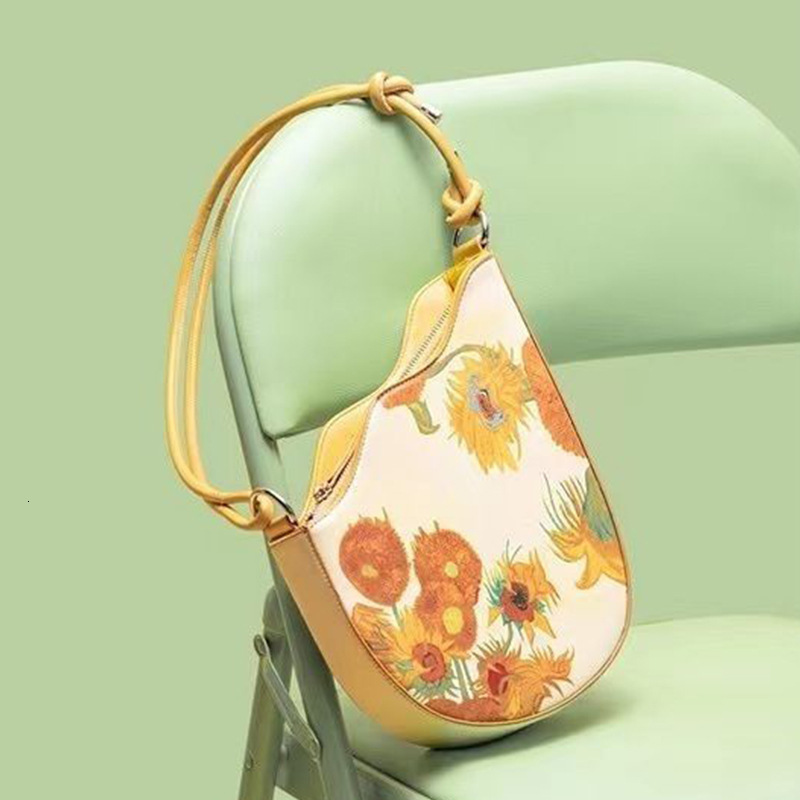 Niche Underarm Handbag Fashion Art Van Gogh Sunflower Personality Artistic Girl Bag ddmymoon