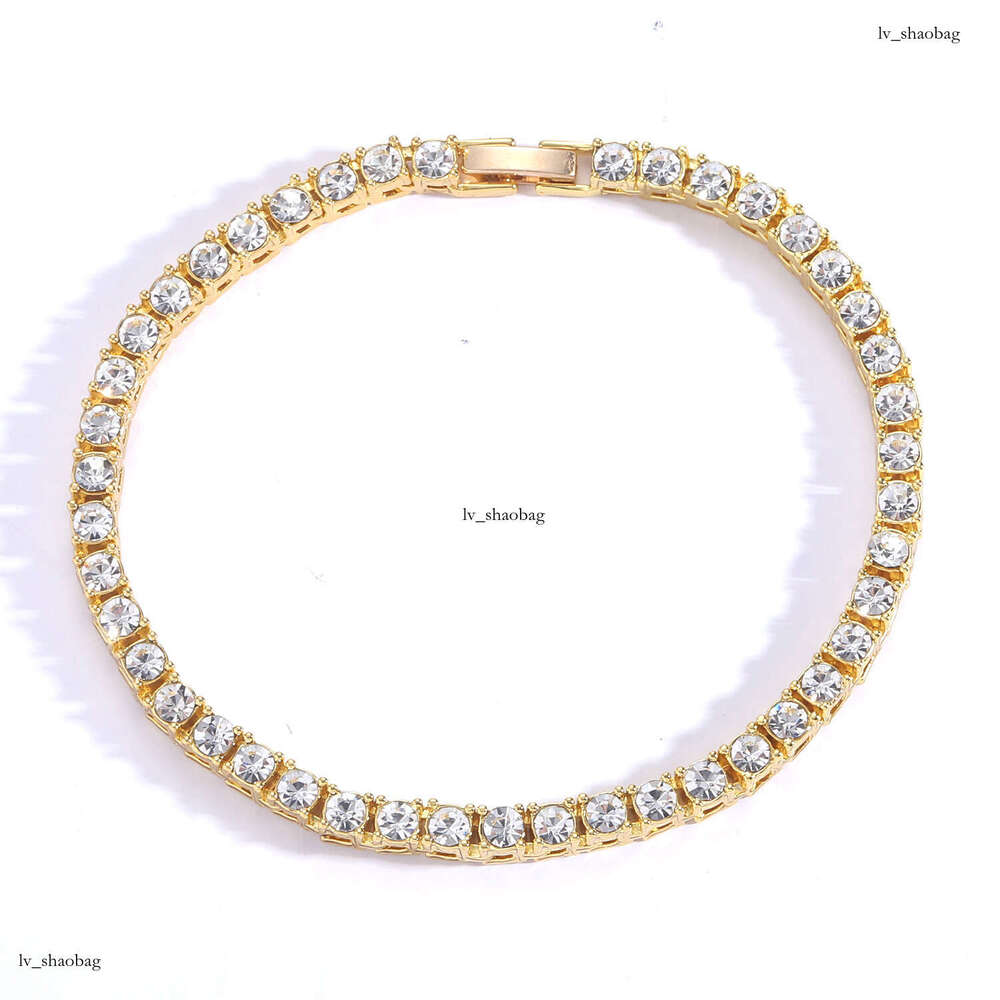 3mm 4mm 5mm 6mm Alloy Rhinestone Row Tennis Chain Personality Hip-Hop Bracelet