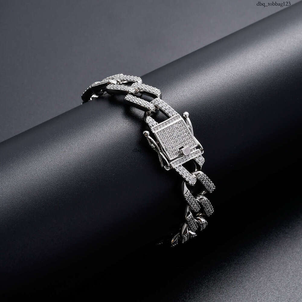 14mm Bar Miami Cuban Chain Full Zircon Men's Bracelet