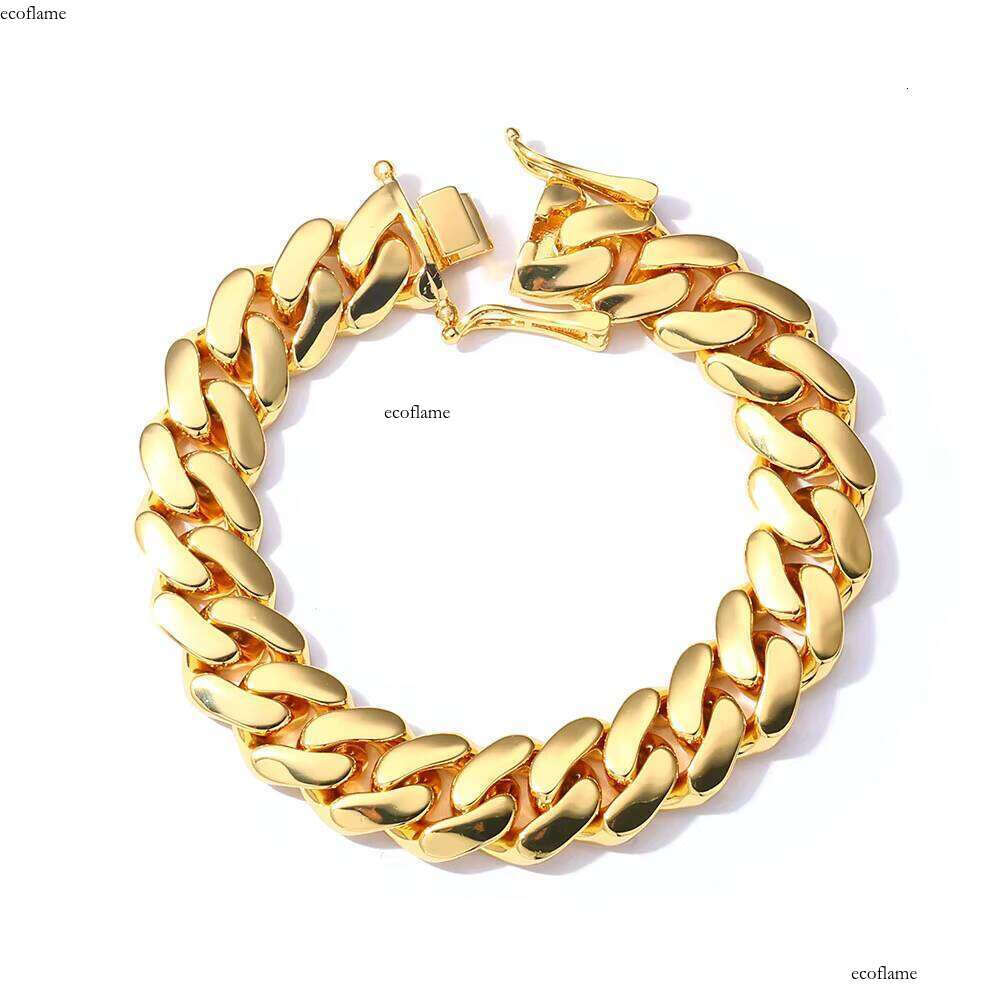 NUOYA 10/12/15/19/22mm Heavy Miami Cuban Link Chain Rose Gold Plated Brass Hip Hop Jewelry Zircon Bracelet Gift