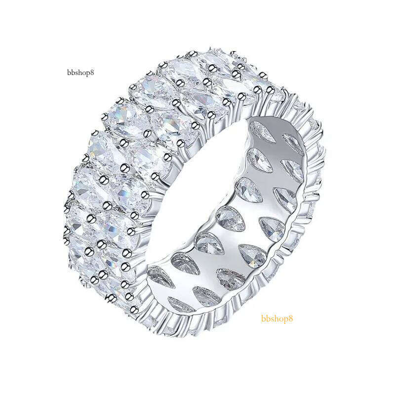 Moissanite Dia Gemstone Wedding For Women Men Inlay CZ Zircon Lovers Engagement Rings Party Gifts Fine Jewelry