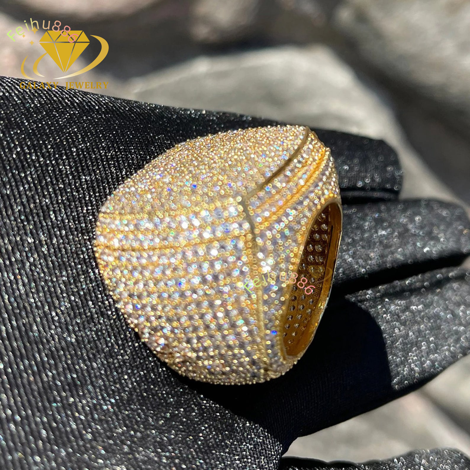 Fine Jewelry Rings Rappers Hip Hop Men Gold Plated Moissanite Diamond Vvs Engagement 925 Sterling Silver Iced Out Ring