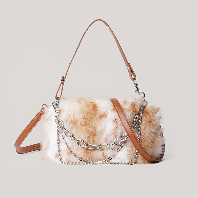 Gradient Color Furry for Women 2025 New Winter Plush Underarm Shoulder Bag ddmymoon