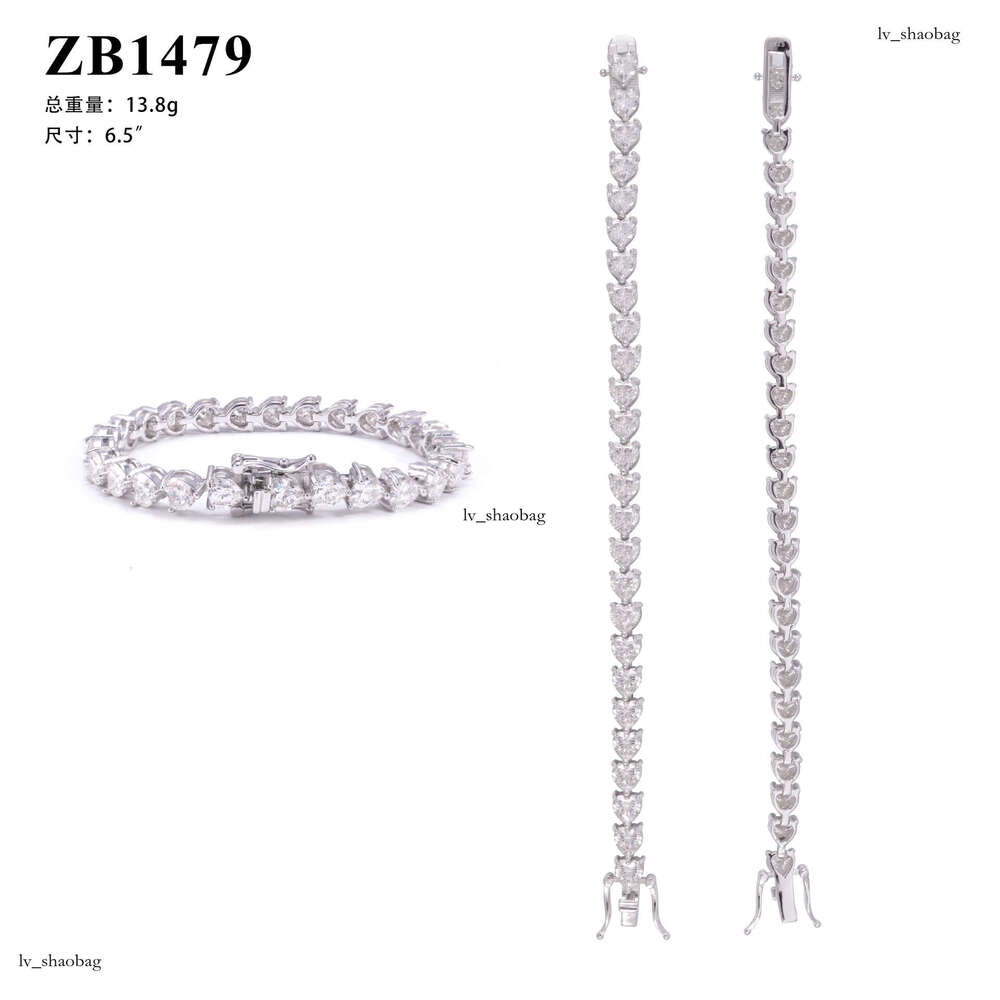 Fashion Jewelry Sier Inlaid Moissanite Heart-Shaped Bracelet